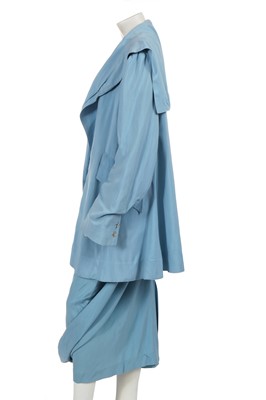 Lot 413 - A John Galliano baby blue cotton suit, 'Panniers' collection, Spring-Summer 1987