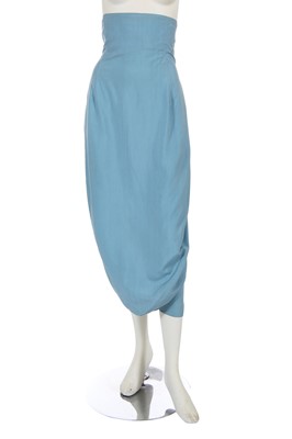 Lot 413 - A John Galliano baby blue cotton suit, 'Panniers' collection, Spring-Summer 1987