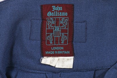 Lot 406 - A pair of John Galliano blue wool crêpe trousers, 'Hairclips' collection, Autumn-Winter 1988-89
