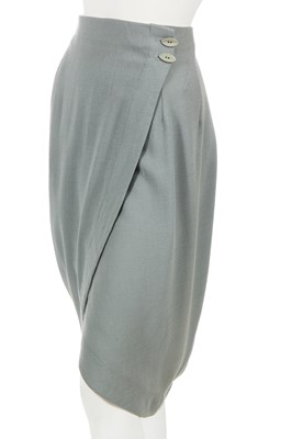 Lot 357 - A John Galliano blue-grey wool crêpe tulip skirt, circa 1990