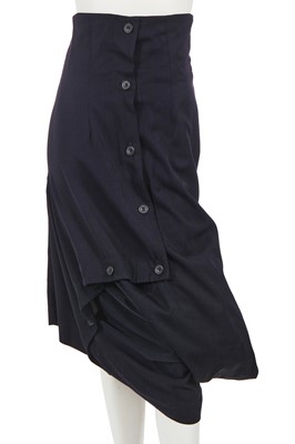 Lot 409 - A John Galliano high-waisted navy wool skirt, 'The Rose' collection, Autumn-Winter 1987-88