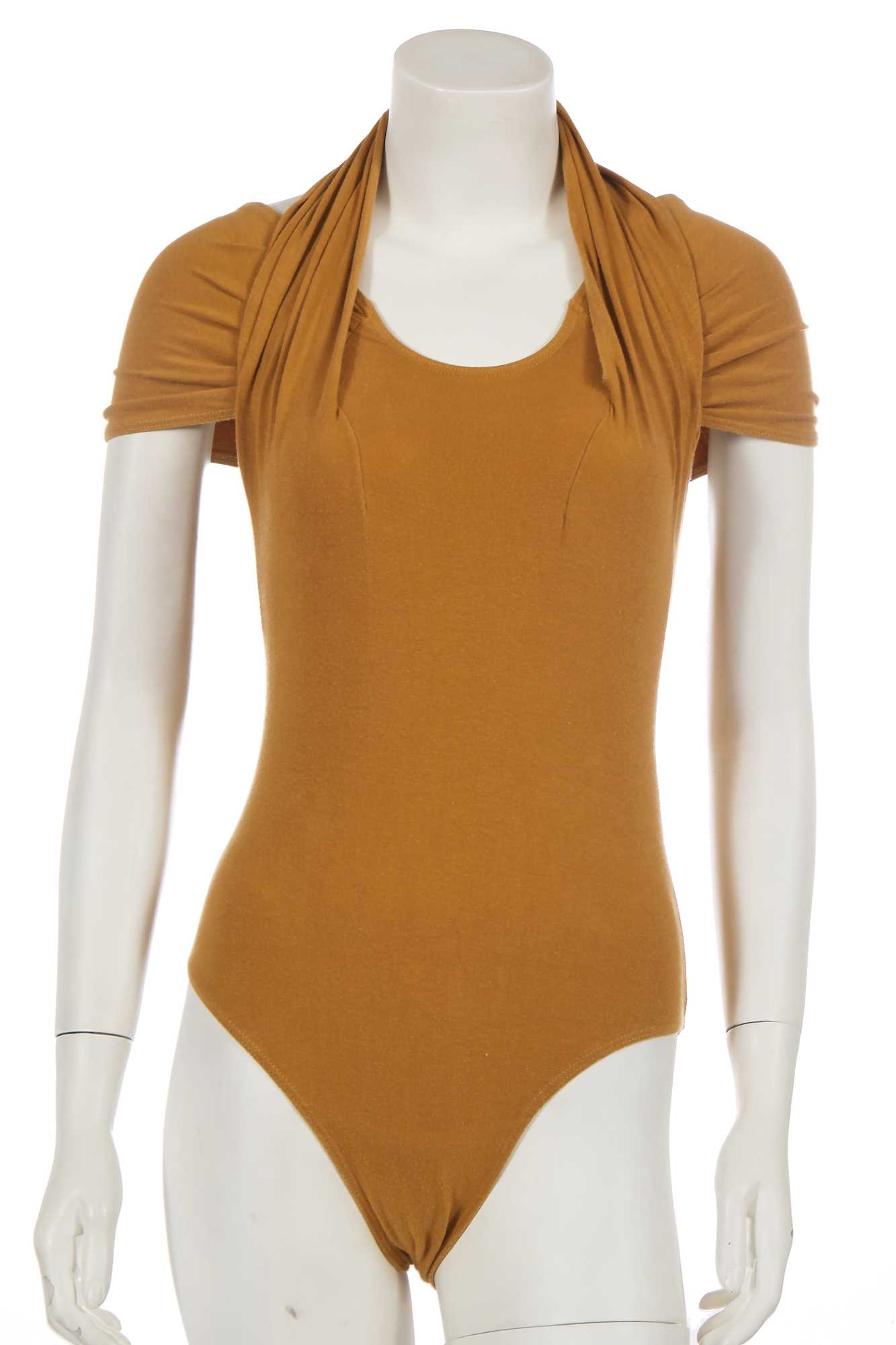 Lot 412 - A John Galliano mustard stretch cotton jersey body, 'Panniers' collection, Spring-Summer 1987