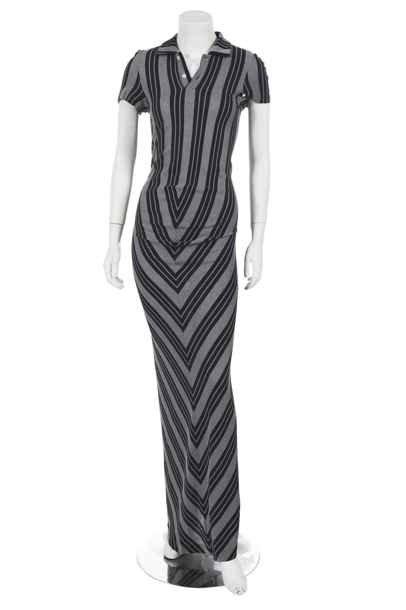 Lot 287 - A Comme des Garçons striped viscose dress, 1990s
