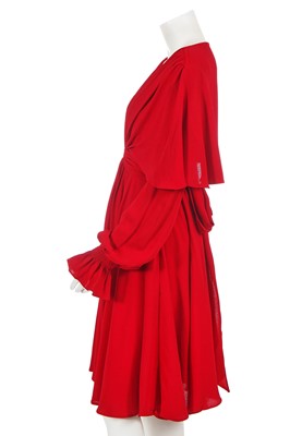 Lot 476 - An Ossie Clark for Radley red moss crêpe dress, early 1970s