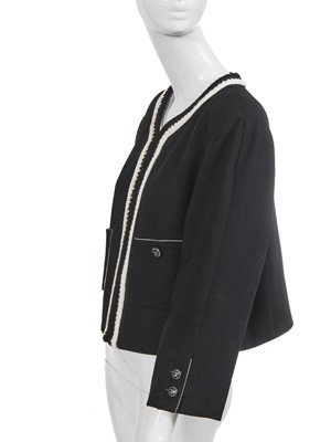 Lot 60 - Marianne Faithfull's Chanel by Virginie Viard black silk crêpe jacket, Cruise collection 2022