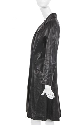 Lot 79 - Marianne Faithfull's Alaïa black leather coat, 2000s
