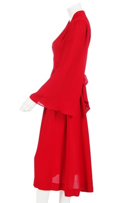 Lot 479 - An Ossie Clark for Radley red moss crêpe dress, early 1970s