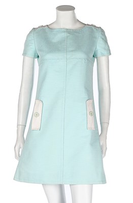 Lot 263 - A Courreges turquoise and white cotton pique...