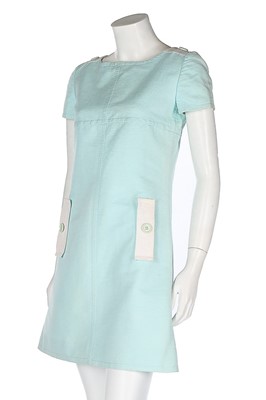 Lot 263 - A Courreges turquoise and white cotton pique...