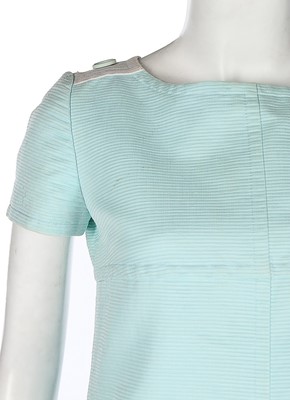 Lot 263 - A Courreges turquoise and white cotton pique...