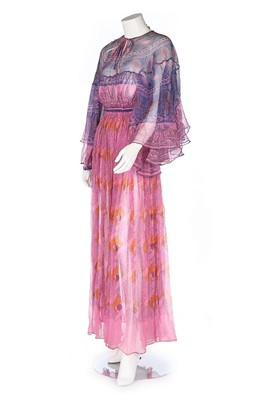 Lot 16 - A Zandra Rhodes printed chiffon dress, early...