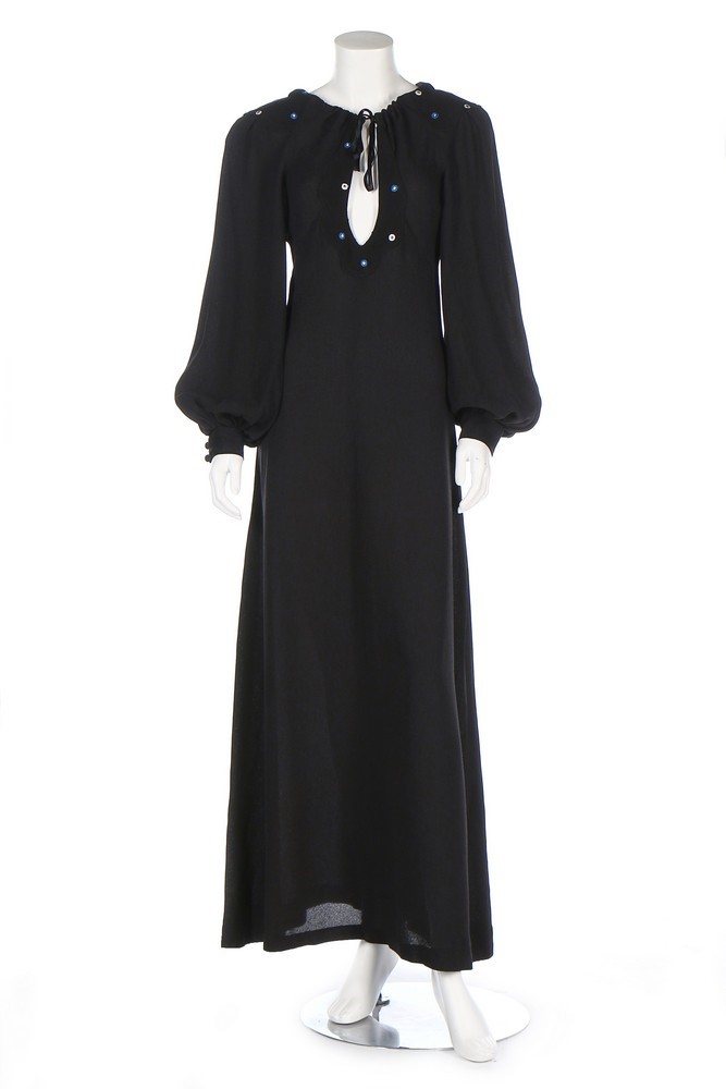 Lot 37 - An Ossie Clark black moss crepe dress, circa