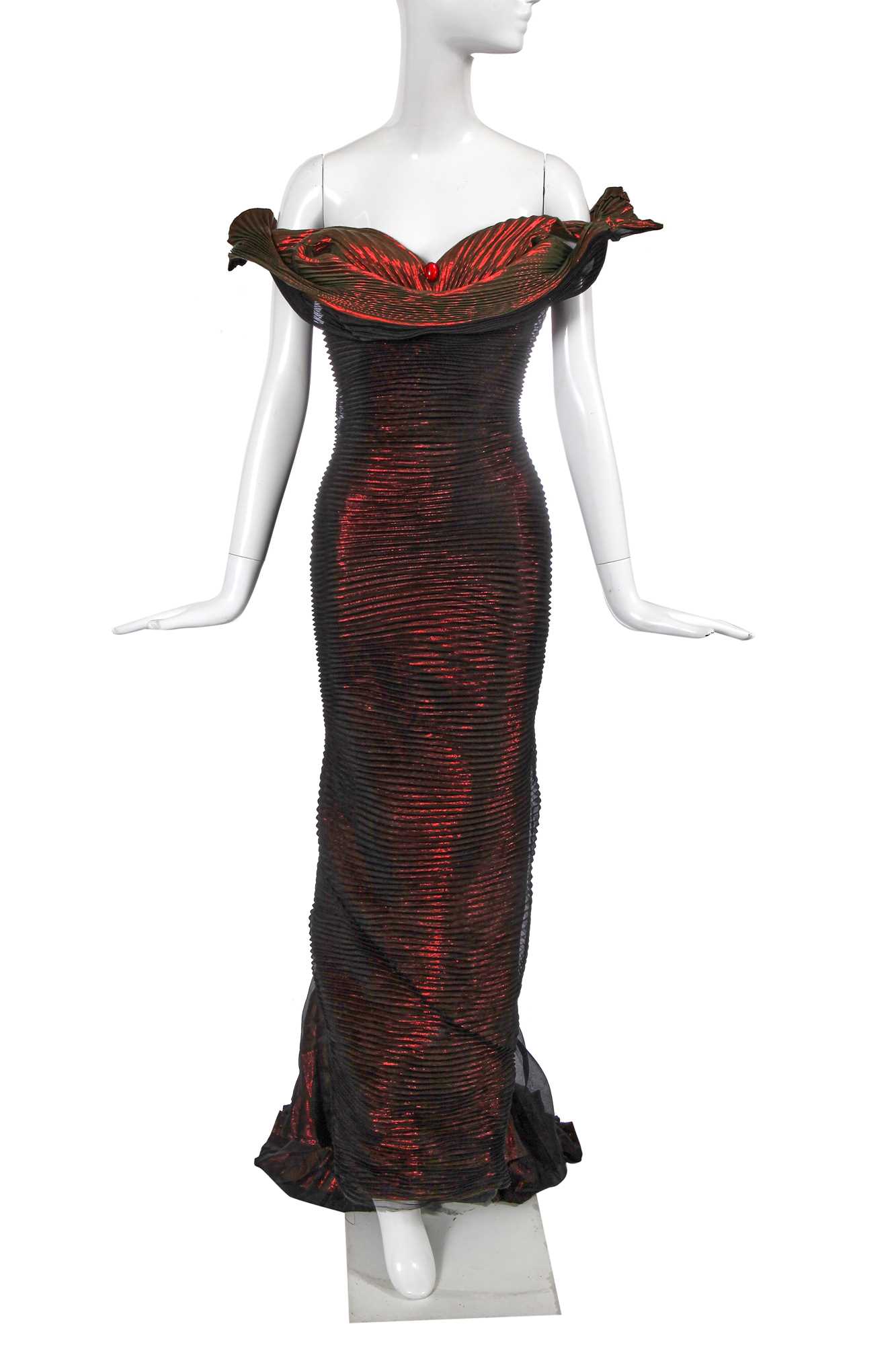 Lot 180 - An Antony Price pleated lamé evening gown, circa 1990