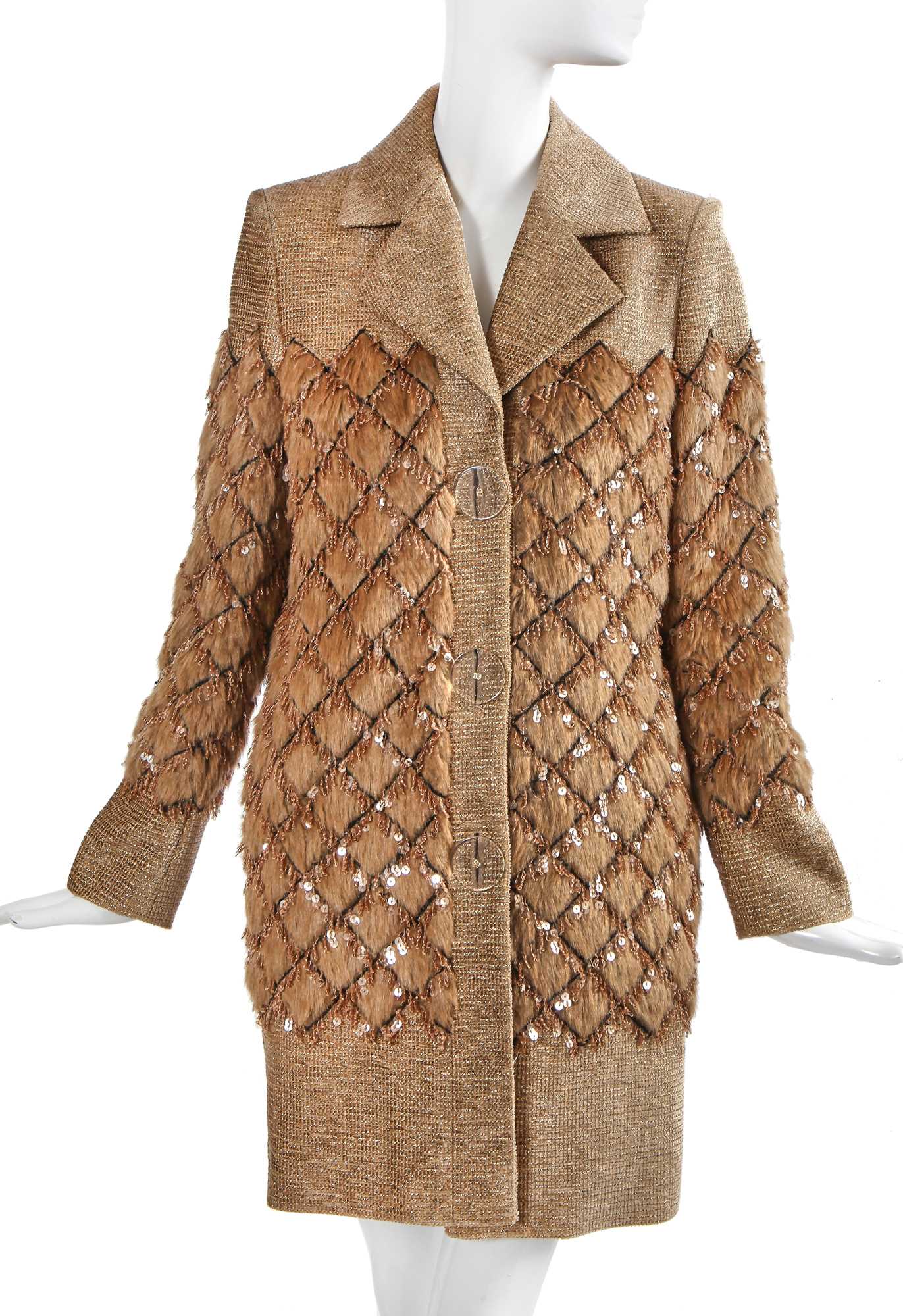 Lot 11 - A fine Chanel by Karl Lagerfeld faux-fur and chenille tweed coat, 'Paris - Cosmopolite' collection, Métiers d'Art, Pre-Fall 2017