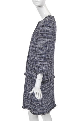 Lot 9 - A Chanel by Karl Lagerfeld blue and white fantasy tweed coat dress, circa 2018