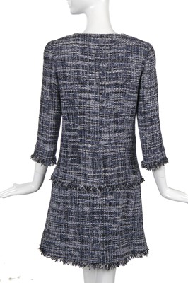Lot 9 - A Chanel by Karl Lagerfeld blue and white fantasy tweed coat dress, circa 2018
