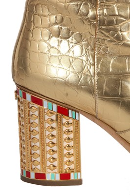 Lot 6 - A pair of Chanel by Karl Lagerfeld gold croc-embossed knee-high leather boots, 'Egyptomania' collection, Métiers d'Art, Pre-Fall 2019