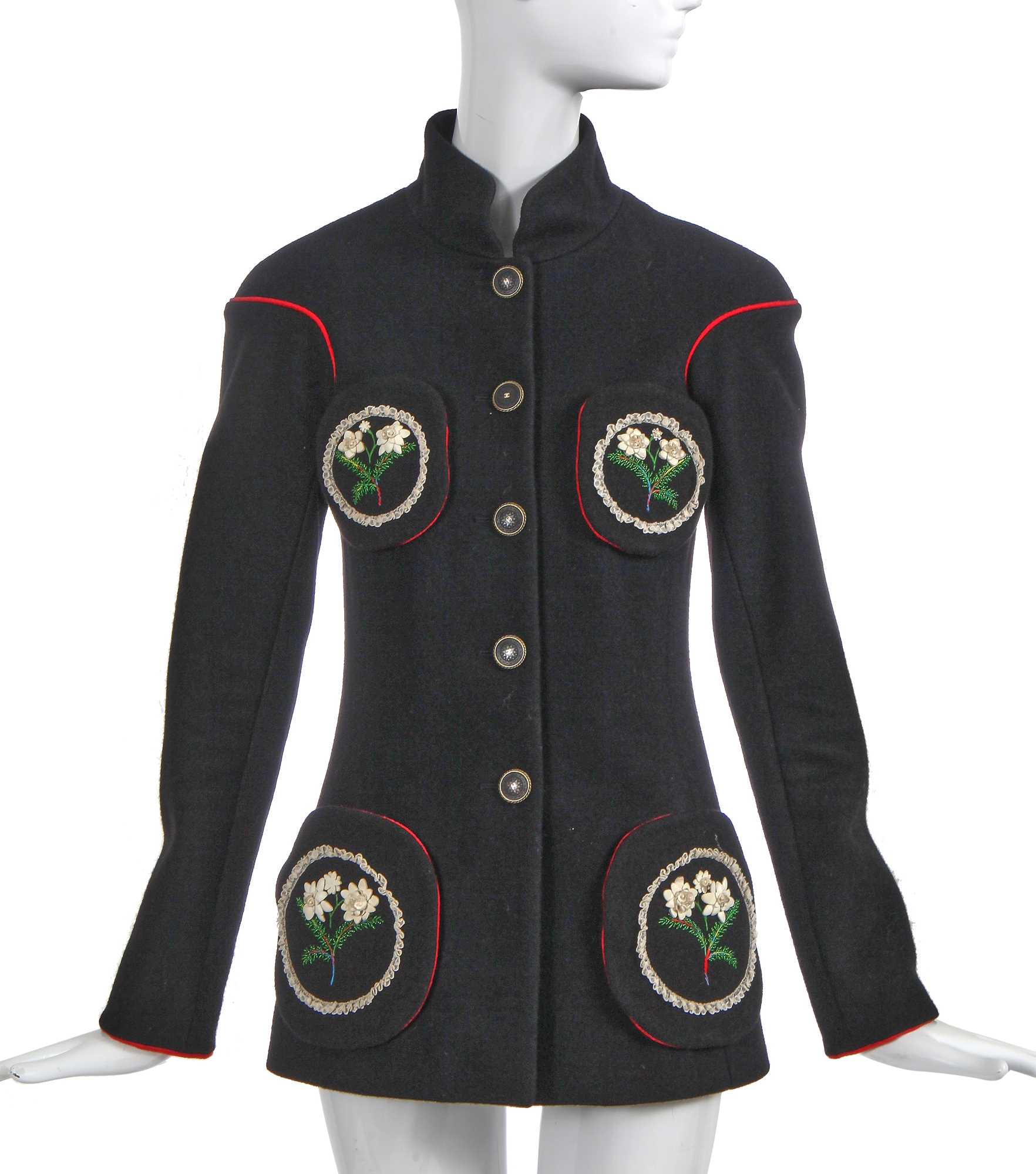 Lot 15 - A fine Chanel by Karl Lagerfeld felted black wool jacket, 'Paris-Salzburg' collection, Métiers d'Art, Pre-Fall 2015