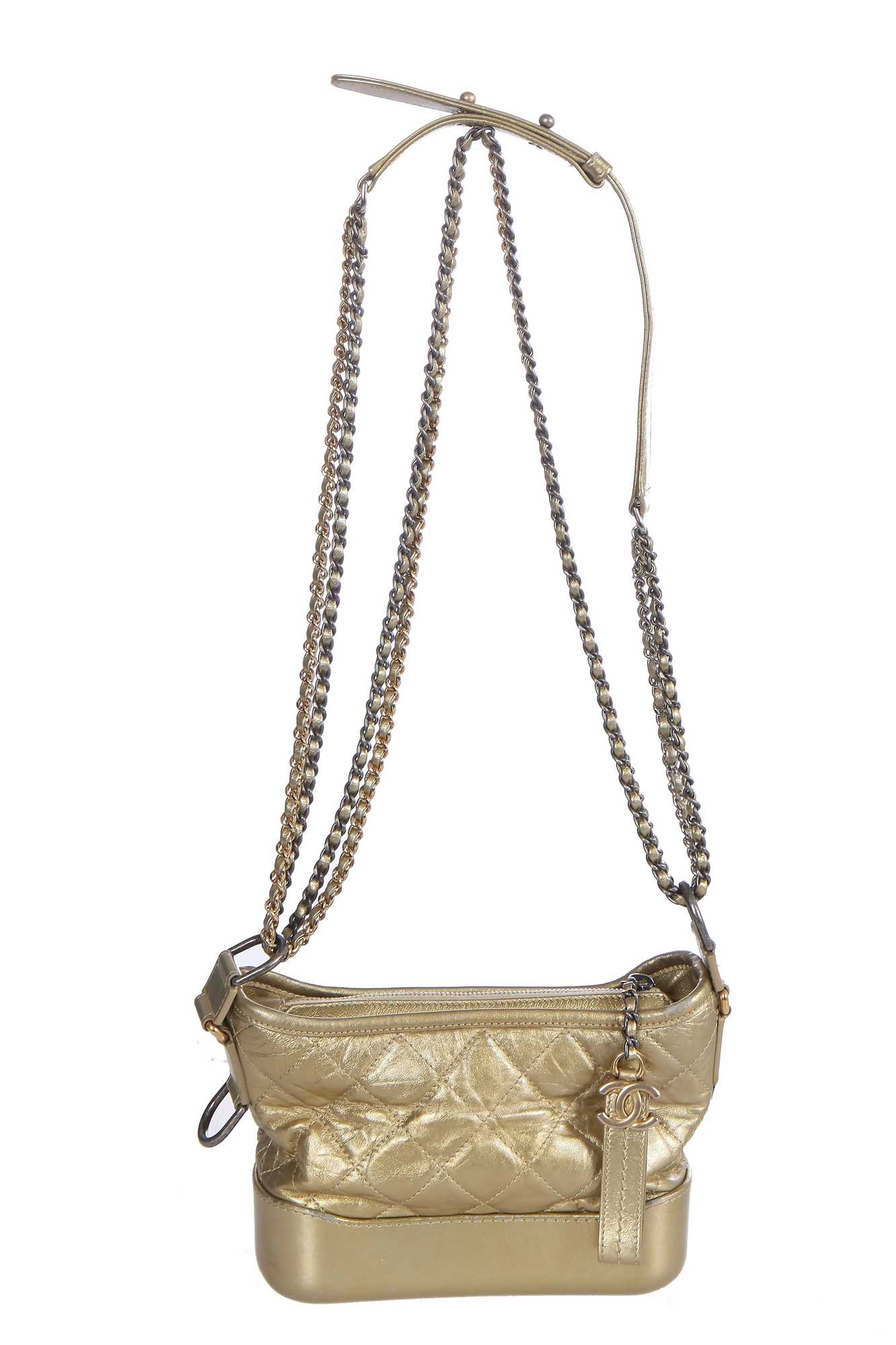 Lot 10 - A Chanel by Karl Lagerfeld small gold leather Gabrielle hobo bag, circa 2017