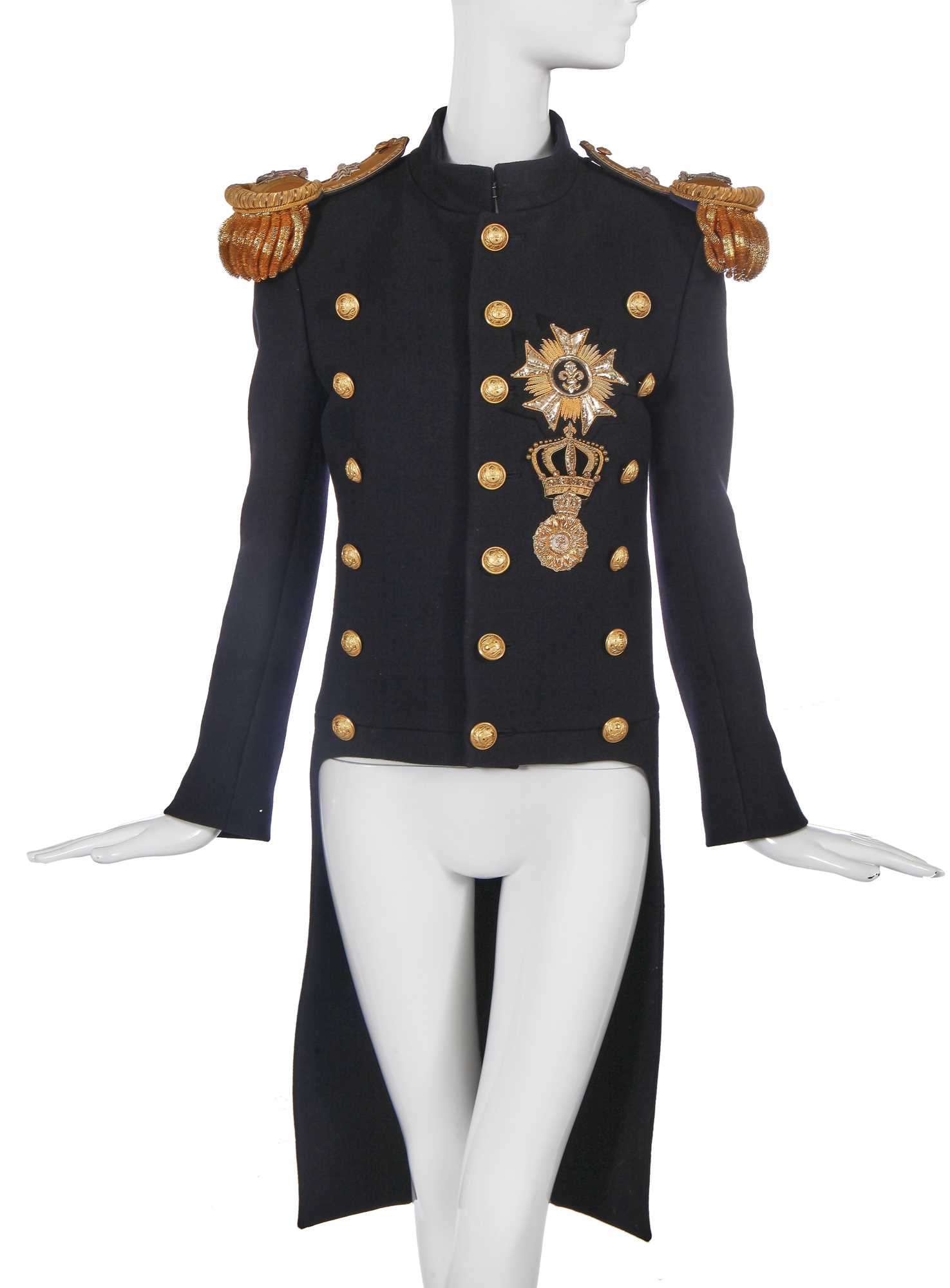 Lot 88 - A fine Balmain by Christophe Decarnin black wool military-inspired tailcoat, circa 2010