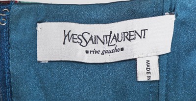Lot 125 - An Yves Saint Laurent by Tom Ford printed teal silk ensemble, Autumn-Winter 2004-05