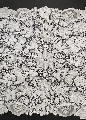 Lot 509 - A Brussels mixed lace stole, circa 1860,...