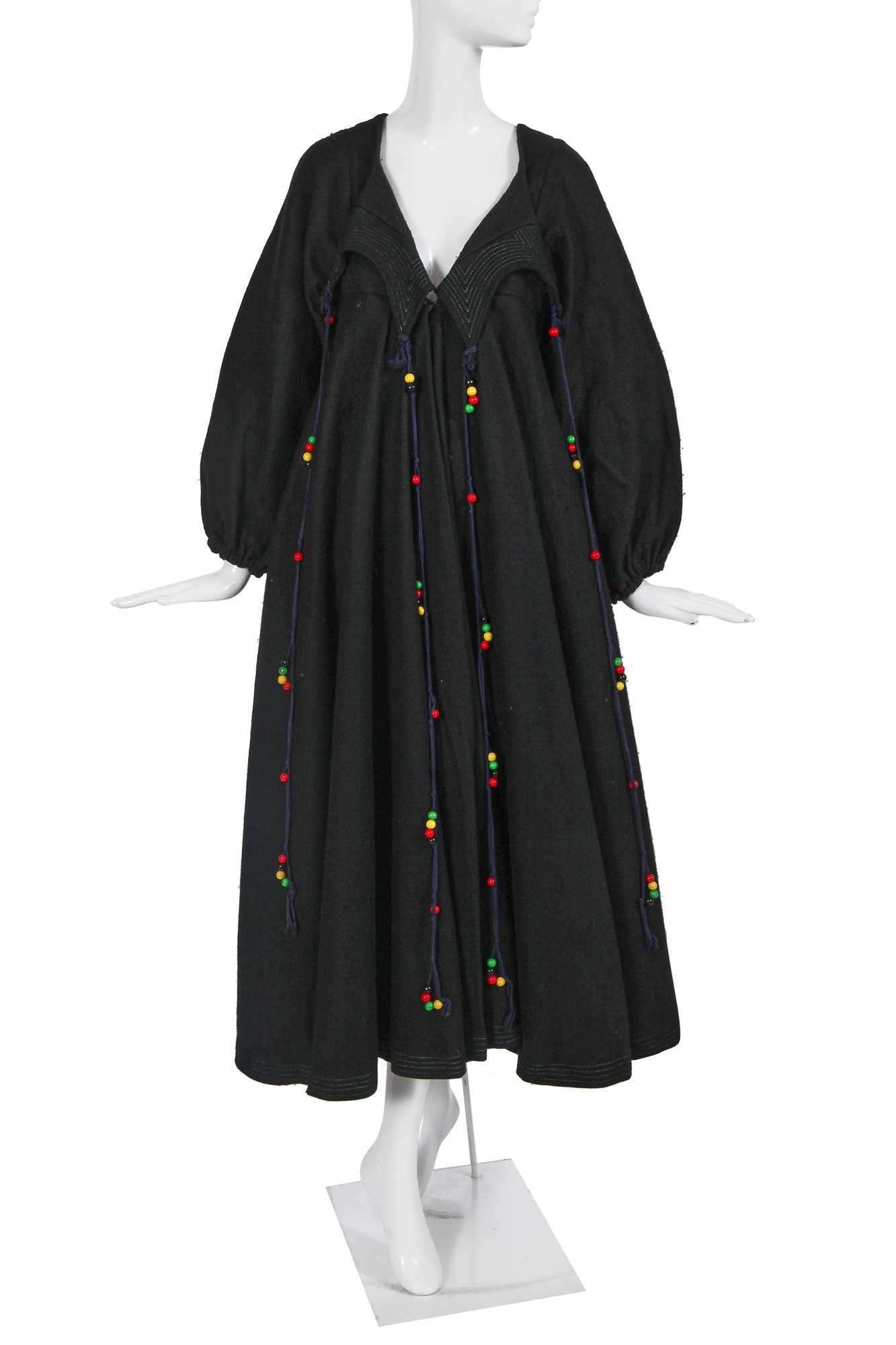 Lot 285 - A Zandra Rhodes black wool felt 'circle coat' 1969