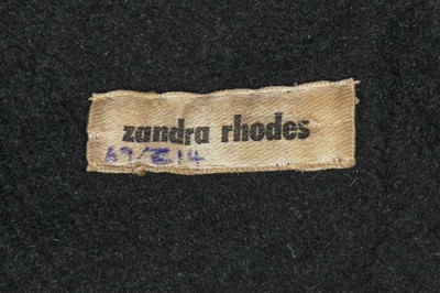 Lot 285 - A Zandra Rhodes black wool felt 'circle coat' 1969