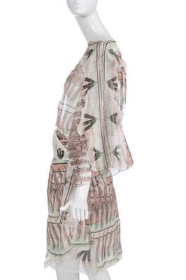 Lot 290 - A Zandra Rhodes printed chiffon ensemble, 'New York and Indian Feathers' collection, Autumn-Winter 1970-71
