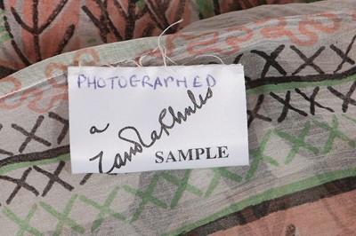 Lot 290 - A Zandra Rhodes printed chiffon ensemble, 'New York and Indian Feathers' collection, Autumn-Winter 1970-71