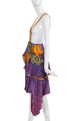 Lot 297 - A Zandra Rhodes printed rayon crêpe pinafore skirt, 'Paris, Frills and Button Flowers' collection, Autumn-Winter 1971-72