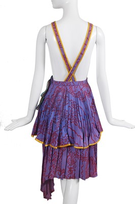 Lot 297 - A Zandra Rhodes printed rayon crêpe pinafore skirt, 'Paris, Frills and Button Flowers' collection, Autumn-Winter 1971-72