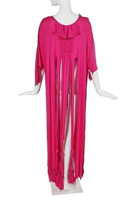 Lot 299 - A Zandra Rhodes fuchsia jersey tabard, 'Paris, Frills and Button Flowers' collection, Autumn-Winter 1971-72