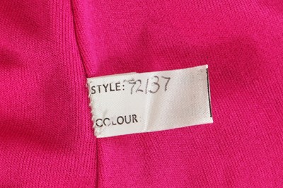 Lot 299 - A Zandra Rhodes fuchsia jersey tabard, 'Paris, Frills and Button Flowers' collection, Autumn-Winter 1971-72