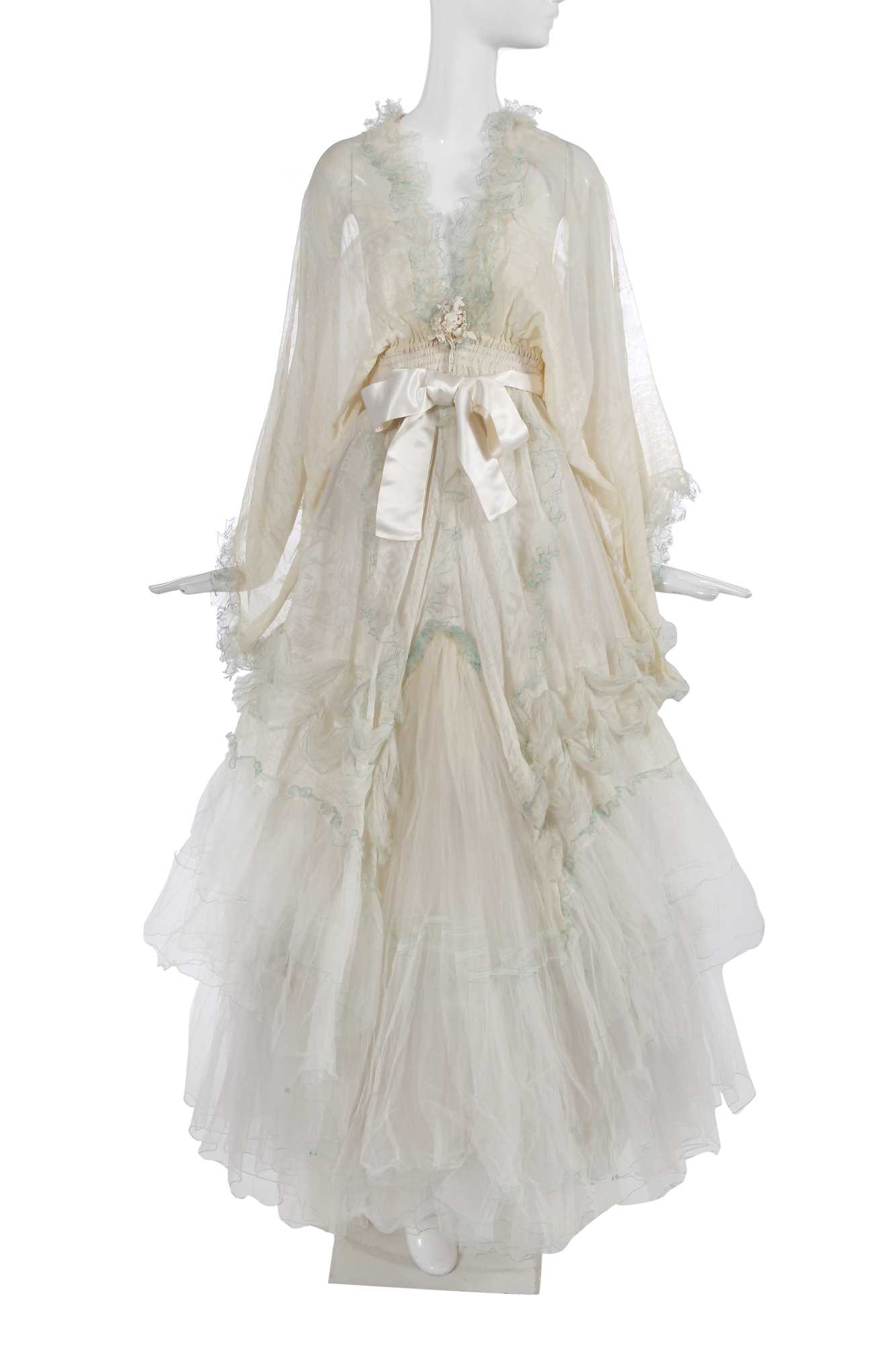 Lot 304 - A Zandra Rhodes printed chiffon bridal gown, 1974