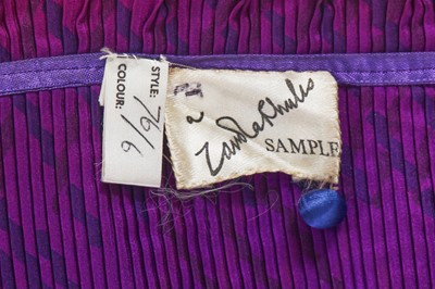 Lot 323 - A Zandra Rhodes printed pleated satin jacket, 'Mexican' collection, Autumm-Winter 1976-77