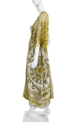 Lot 325 - A Zandra Rhodes printed chiffon dress, 'Mexican' collection, Autumm-Winter 1976-77