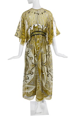 Lot 325 - A Zandra Rhodes printed chiffon dress, 'Mexican' collection, Autumm-Winter 1976-77