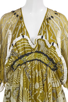 Lot 325 - A Zandra Rhodes printed chiffon dress, 'Mexican' collection, Autumm-Winter 1976-77