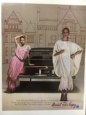 Lot 328 - A Zandra Rhodes blue chiffon 'Torn Micro Broderie' print dress, 'Conceptual Chic' collection, Spring-Summer 1977/78