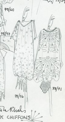 Lot 328 - A Zandra Rhodes blue chiffon 'Torn Micro Broderie' print dress, 'Conceptual Chic' collection, Spring-Summer 1977/78