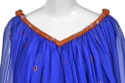 Lot 328 - A Zandra Rhodes blue chiffon 'Torn Micro Broderie' print dress, 'Conceptual Chic' collection, Spring-Summer 1977/78