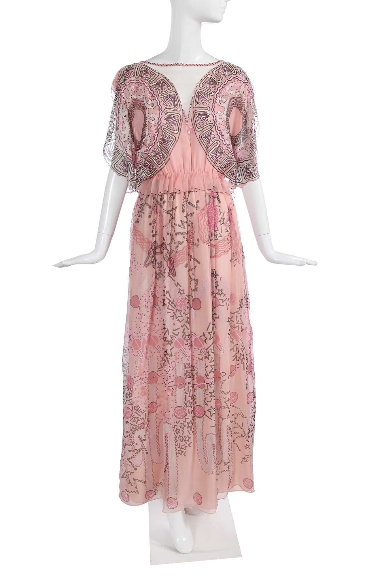 Lot 330 - A Zandra Rhodes printed chiffon dress, 1978