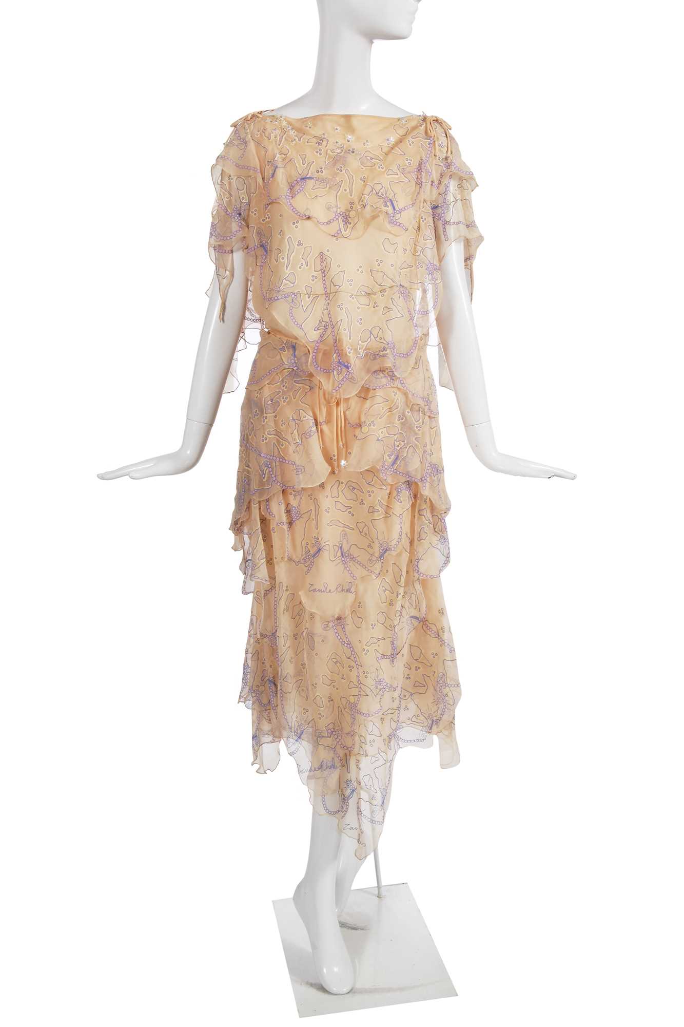 Lot 332 - A Zandra Rhodes printed chiffon ensemble, 1979