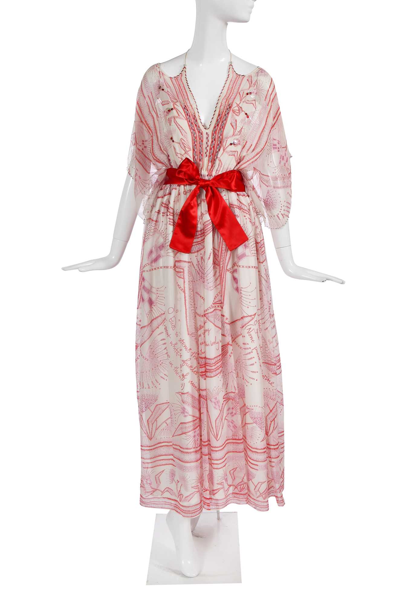 Lot 345 - A Zandra Rhodes printed chiffon dress, 'Mount Olympus' collection, Spring-Summer 1983