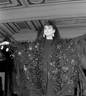 Lot 346 - A Zandra Rhodes embellished chiffon kaftan, 'Mount Olympus' collection, Spring-Summer 1983