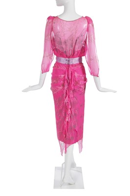 Lot 351 - A Zandra Rhodes printed chiffon 'Mermaid' dress, 'Fables of the Sea' collection, Spring-Summer 1984