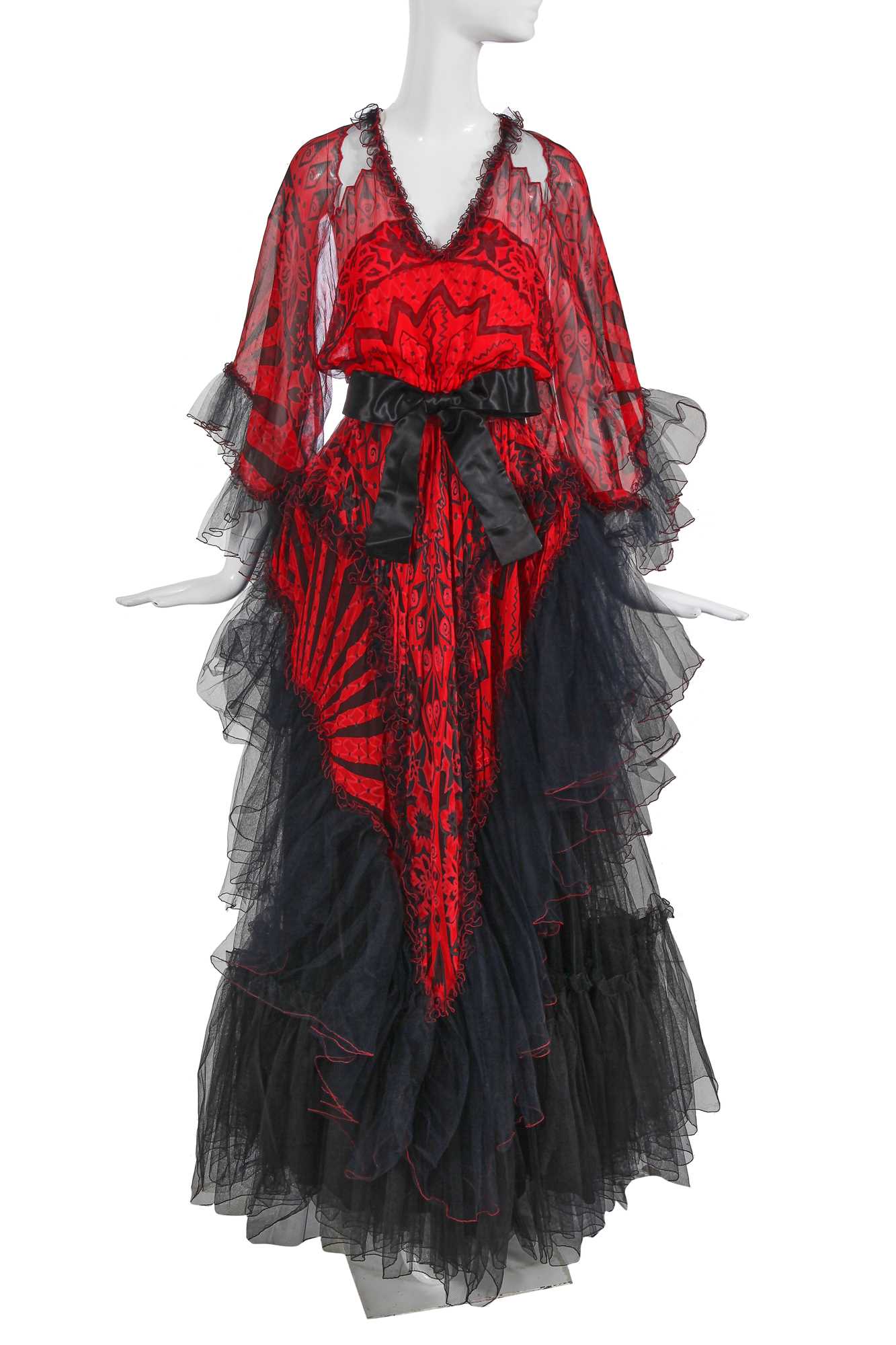 Lot 373 - A Zandra Rhodes printed ballgown, 'Flowers, Flounces, and Frills' collection, Autumn-Winter 2005-06