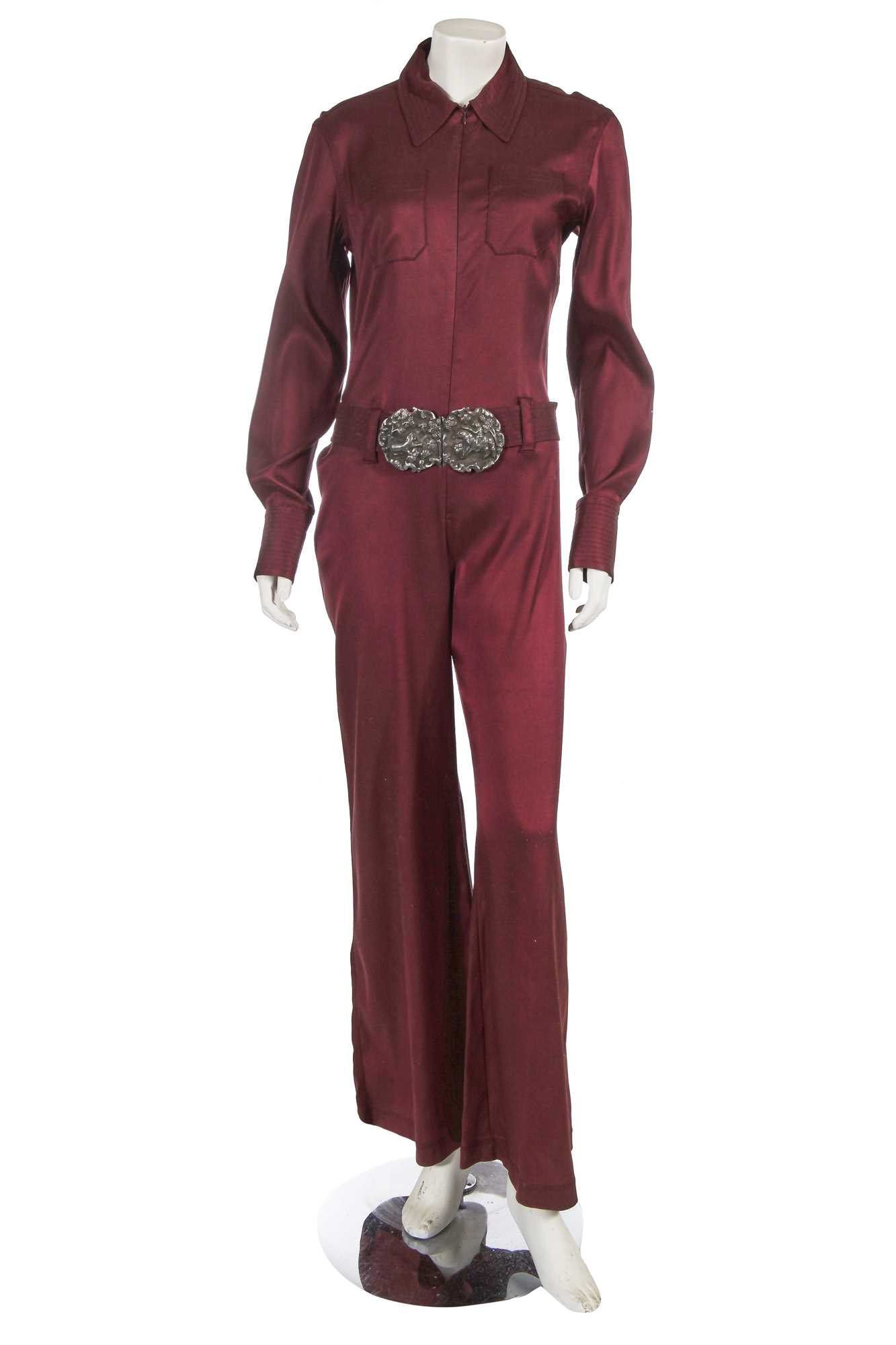 Lot 460 - A Jean Paul Gaultier burgundy stretch twill jumpsuit, late 1990s