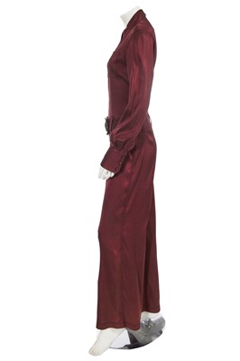 Lot 460 - A Jean Paul Gaultier burgundy stretch twill jumpsuit, late 1990s